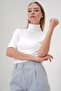 Women's White Turtleneck Half Sleeve Knitwear Blouse Alc-X13007 - 4