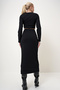 Women's Black Crew Neck Crop Blouse and Midi Length Ribbed Skirt Set Prm1056 - 6