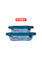 Cook&Go Storage Dish Set - 0.8L & 1.9L Rectangular Glass Containers with Airtight Green Lids - 2