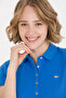 Women's Cobalt Blue Polo Collar Knitted Dress - 2
