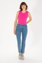 Women's Fuchsia Crew Neck Crop Basic T-Shirt 50270100 -Vr023 - 4