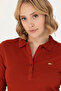 Women's Terracotta Color Basic Polo collar Shirt 50276160-VR031 - 3
