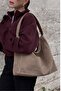 Suede Creme Casual Look Shopper Bag