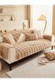 Thick Rectangular Patterned Embossed Plush for Three Seater Sofa (1 Piece) 80*190cm Size (Beige) - 2
