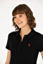 Women's Black Basic Polo Neck T-Shirt 50262675 -Vr046 - 2
