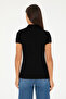 Women's Black Basic Polo Neck T-Shirt 50280071-Vr046 - 5
