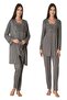 Pregnant Maternity Long Sleeve Pajama Set with Dressing Gown - 2