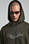 Men's Hooded Pigment Printed Winter Regular Fit Green Sweatshirt Bmk0038-S-V01 - 3