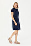 Women's Navy Blue Knitted Dress - 4