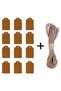 Set of 12 Kraft Gift Tags and 10 Meter Natural Jute String - Unwritten Decoration, Note Card (1 Piece)