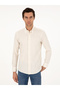Beige Slim Fit Striped Linen Blend Shirt 50291332-Vr011 - 3