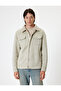 Suede Look Jacket Slim Fit Plush Detailed Shirt Collar - 3