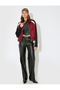 Zippered Mock Neck Color Block Comfortable Fit Sweatshirt
