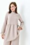 Beige Drawstring Detailed High Collar Tunic - 2