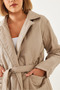 Women's Stone Double Pocket Belted Quilted Coat 1065 60351015 - 3