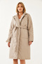 Women's Stone Double Pocket Belted Quilted Coat 1065 60351015 - 2