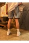 PLAID SHORTS أسود أبيض الاسترخاء السراويل - 2
