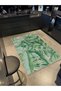 Angel Collection Green Tropical Leaves Patterned Woven Base Modern Decorative Carpet Melek08