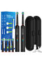 2x Smart Rotating Electric Toothbrush Set, Rechargeable Rotary Toothbrushes Compatible with Oral ...