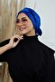 Velvet Bonnet with Belt, B-31K, Cobalt Blue - 6
