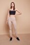 Camisole High Waist Wrap-Around Double-Breasted Leggings -Beige - 2