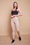 Camisole High Waist Wrap-Around Double-Breasted Leggings -Beige - 3