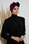 Velvet Bonnet with Bow, B-27K, Purple - 4