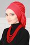 Flowy Combed Cotton Bonnet, B-25, Red - 3