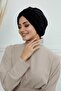 Plush Soft Textured Hijab Bonnet, B-9Pd, Black - 3
