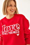 Women's Red Loose Fit Round Neck Sweatshirt Mbhs022 60601022