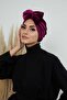 Velvet Bonnet with Bow, B-27K, Purple - 3