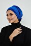Rose Detailed Velvet Bonnet, B-53K, Cobalt Blue - 3