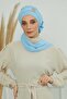 Low-Cut, Coverable Chiffon Ready-To-Wear Turban with Gold Accessories, Baby Blue, Ht-11 - 3