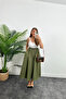 Casual Maxi Skirt with Aerobin Fabric and Pocket Detail, Thick Rubber Waist
