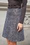 Lightweight Lycra Woolen Winter Jacquard Fabric High Waist Lightweight Above Knee Bell Skirt - Black Diagonal - 6