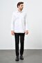 Men's White Long Sleeve Hard Collar Pocketed 100% Cotton Classic Comfort Fit Relaxed Cut Shirt 1004240323 - 4