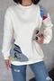 Women's White Raised Design Denim Detailed Sweatshirt