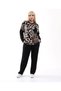 Women's Large Size Top Patterned Pocket Two-Yarn Fabric High Waist Set - 3