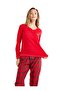 Women's Long Sleeve Red 100% Cotton Pajamas Suit C3T2N6O15 - 3