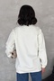Women's White Raised Design Denim Detailed Sweatshirt - 6
