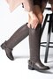 Brielle Brown Women's Biker Boots Without Zipper, Thin Faux Fur Lining - 4