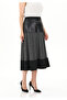 Women's Faux Leather Detailed Flared 3D Look Midi Skirt - 2