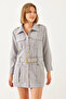 Women's Light Gray Casual Cargo Jacket Mbms020 60501020 - 3