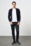 Men's Dark Navy Blue Long Sleeve Plain Knitted Stand Collar Classic Slim Fit Knitwear 1012245203 - 6