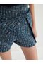 Double Breasted Mini Tweed Short Skirt with Button Detail - 5