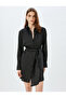 Sash Detailed Long Sleeve Mini Satin Shirt Dress - 2
