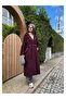 Burgundy Wool Blended Casual Cashmere Coat - 4