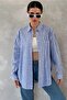 Women's Blue Striped 100% Cotton Oversize Shirt (Buy Size 1 Small) - 2