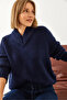 Women's Navy Blue V-Neck Knitwear Sweater 20247532 - 5