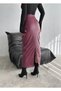 Women's Burgundy Pencil Skirt with Slit Back Zipper Pockets Hzl25W-Fry122431 - 4